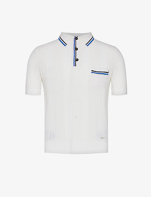 DSQUARED2: Brand-plaque contrast-trim cotton-blend polo shirt