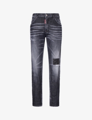 DSQUARED2: Patch Skater tapered-leg stretch-denim jeans