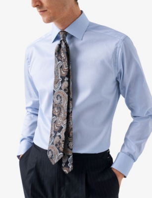 Eton Mens Light Blue Business Long-sleeved Cotton Shirt In Blue