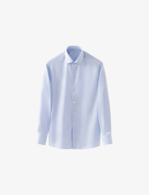 Eton Mens Light Blue Business Long-sleeved Cotton Shirt