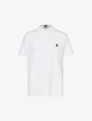 Tommy Hilfiger Mens White Logo-embroidered Short-sleeved Polo Shirt