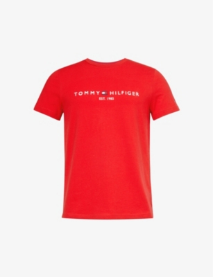 Tommy Hilfiger Tommy Logo T-shirt Man T-shirt Red Size Xl Organic Cotton In Primary Red