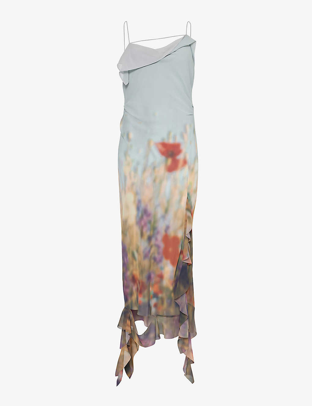 Shop Acne Studios Womens Dusty Blue Delouise Floral-print Woven Midi Dress