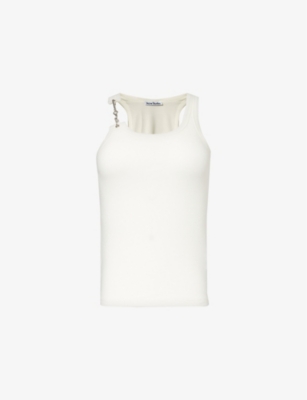 Shop Acne Studios Women's White Emetal Scoop-neck Cotton Top