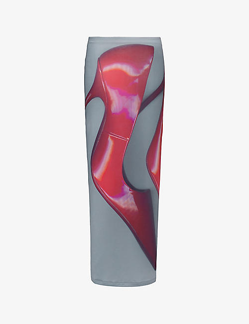ACNE STUDIOS: Emay graphic-print stretch-jersey maxi skirt