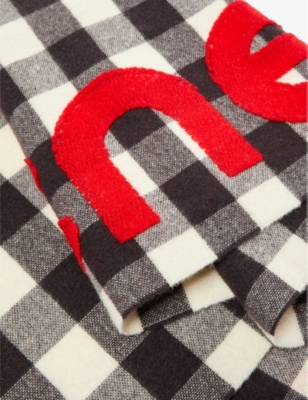 Shop Acne Studios Veda Wool-blend Scarf In Carbon Grey Red