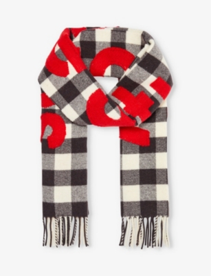 Acne Studios Womens Carbon Grey Red Veda Wool-blend Scarf