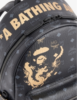 Shop Mcm X A Bathing Ape Stark Faux-leather Backpack In Black