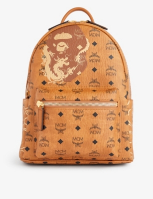 Mcm Mens Cognac X A Bathing Ape Stark Faux-leather Backpack