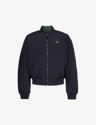 Lacoste Mens Black And Khaki Brand-patch Reversible Shell Jacket In Multi-coloured