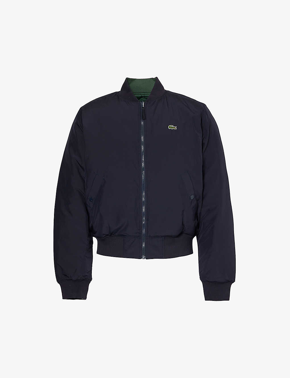 Lacoste Mens Black And Khaki Brand-patch Reversible Shell Jacket In Multi-coloured