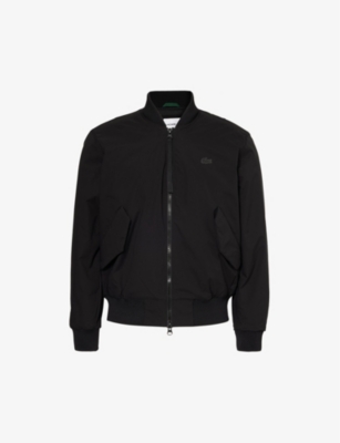 Lacoste Mens Black Brand-patch Padded Relaxed-fit Shell Bomber Jacket