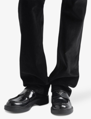 Brand-plaque leather loafers