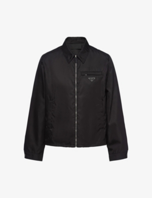Prada Mens Black Re-nylon Brand-plaque Recycled-polyamide Jacket