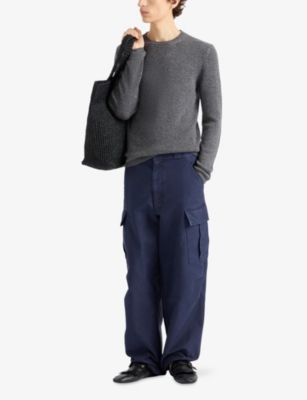 Prada Crew Neck Cashmere Sweater In Gray