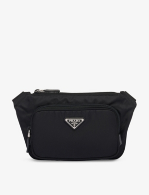 Shop Prada Re-nylon Buckled Recycled-nylon And Leather Cross-body Bag In Black