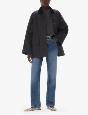Whistles Womens Black Fern Pathc-pocket Wax-cotton Jacket In Black