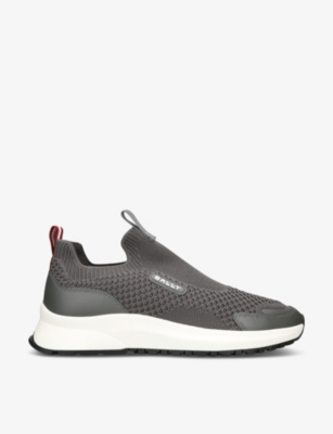 Shop Bally Men's Grey Dewant-t Panelled Knitted And Leather Low-top Trainers