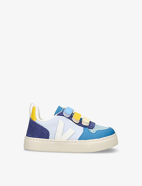 VEJA: V10 logo-embroidered low-top leather trainers 3-5 years