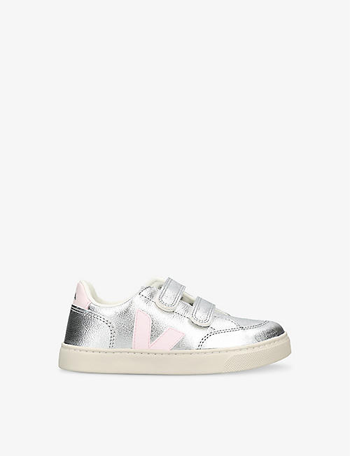VEJA: V12 logo-embroidered leather low-top trainers 6-9 years