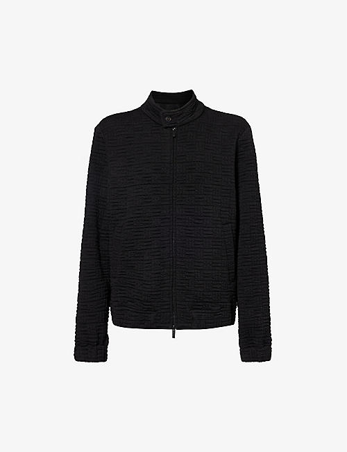 EMPORIO ARMANI: Textured stand-collar stretch-woven jacket