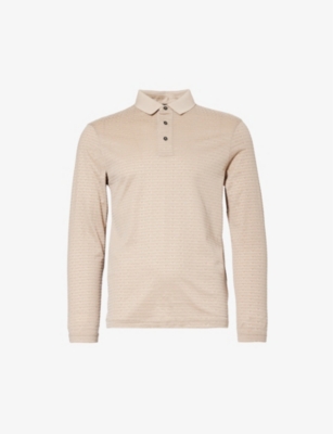 EMPORIO ARMANI: Logo velour-print woven polo shirt