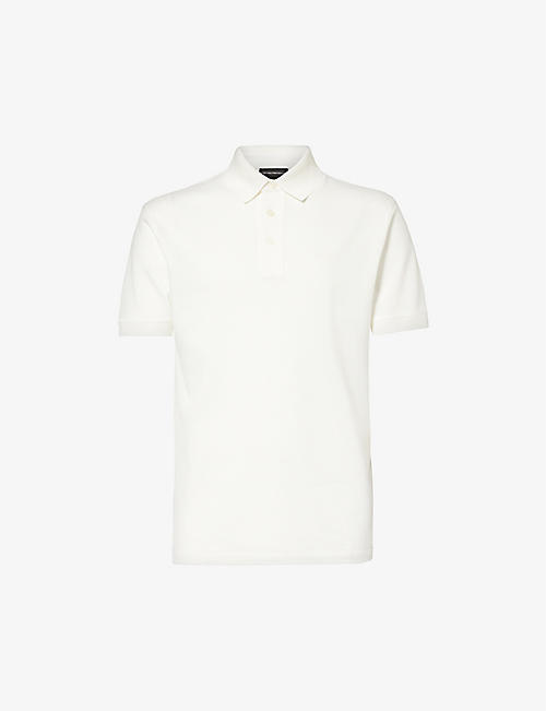 EMPORIO ARMANI: Logo-embroidered cotton-piqué polo shirt