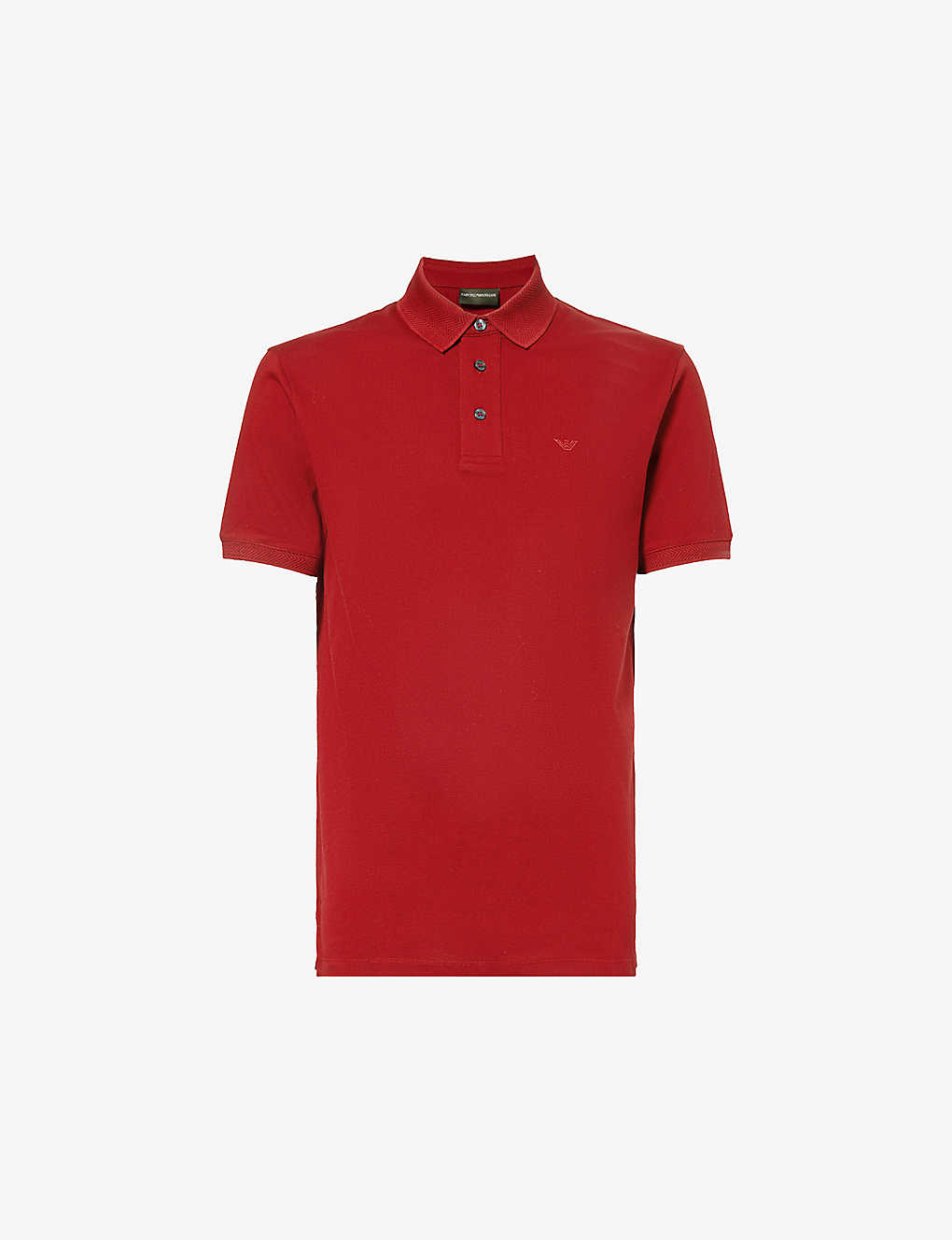 Emporio Armani Men's Red Dahila Logo-embroidered Cotton-piqué Polo Shirt