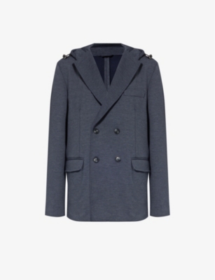 EMPORIO ARMANI: Hooded peak-lapel stretch-jersey jacket