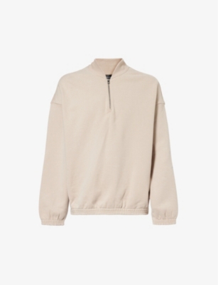 Emporio Armani Mens Corda Logo-embroidered Cotton And Cashmere-blend Fleece Sweatshirt In Cream