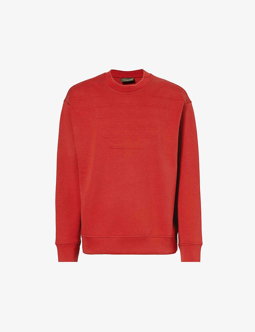 Emporio Armani Logo-embossed Stretch Cotton-blend Sweatshirt In Eagle Red