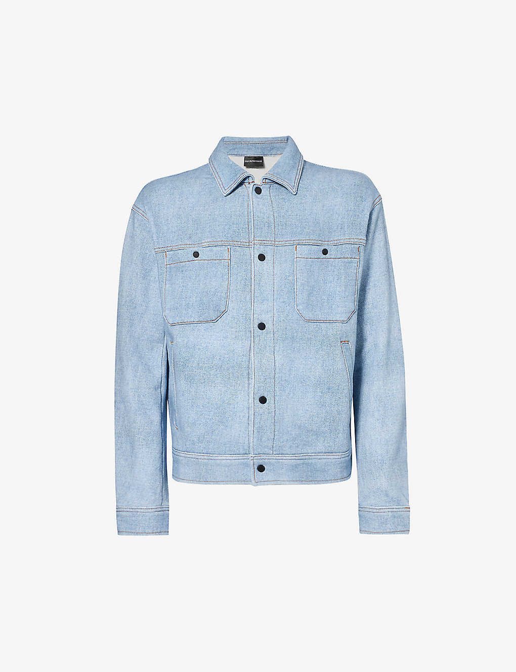 Emporio Armani Patch-pocket Cotton-jersey Jacket In Blue
