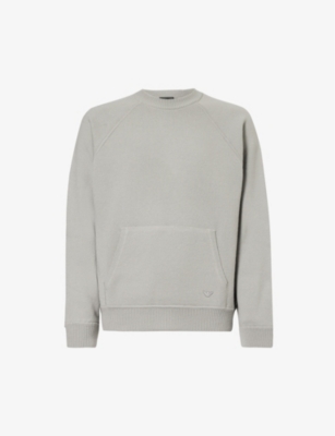 EMPORIO ARMANI: Front-pocket crewneck wool-blend jumper