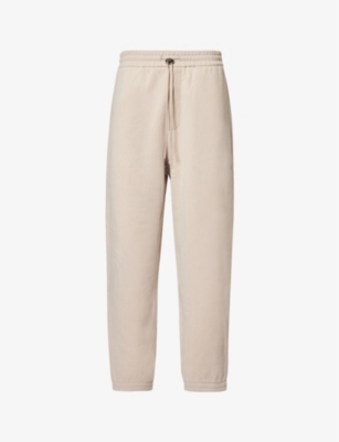 Emporio Armani Elasticated-waistband Cotton And Cashmere-blend Jogging Bottoms In Cream