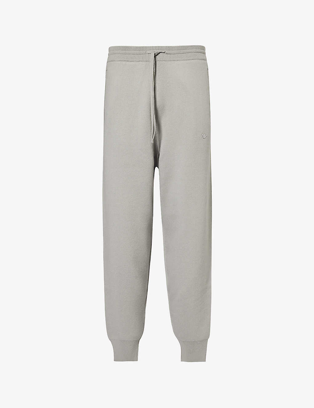Emporio Armani Mens Neutral Gray Relaxed-fit Tapered-leg Mid-rise Wool-blend Jogging Bottoms