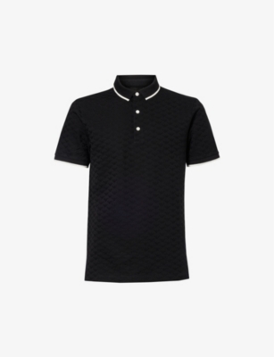 Shop Emporio Armani Logo-embroidered Cotton Polo Shirt In Nero