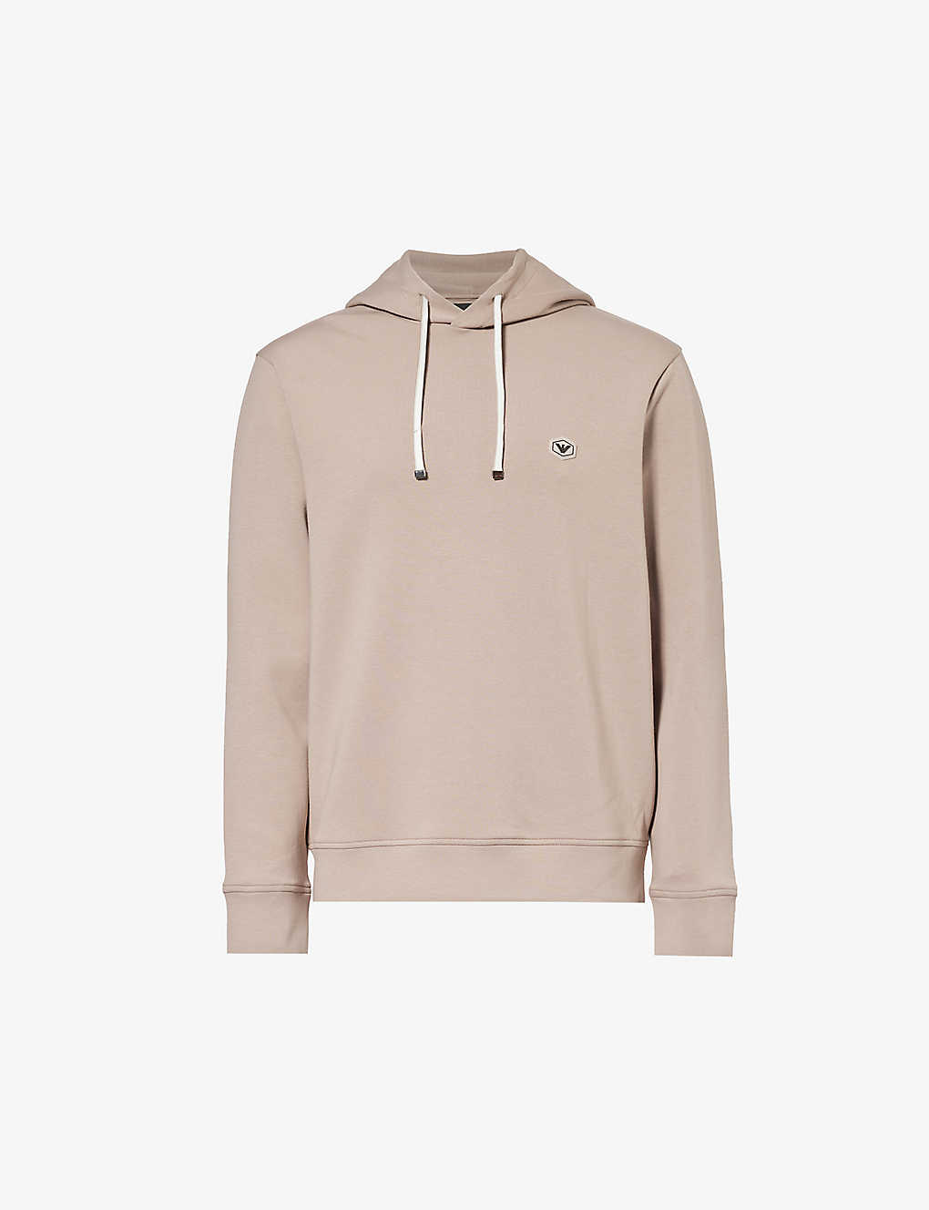 Emporio Armani Logo-patch Stretch-cotton-blend Hoody In Moon Rock