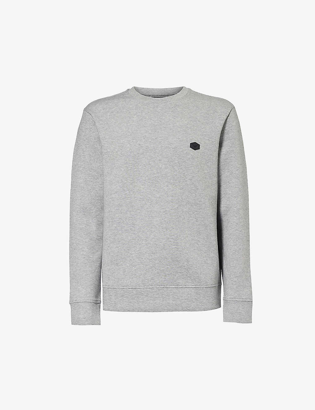 Emporio Armani Logo-patch Stretch Cotton-blend Sweatshirt In Brown