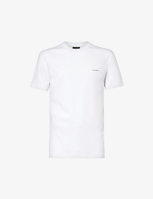 EMPORIO ARMANI: Logo text-print jersey T-shirt