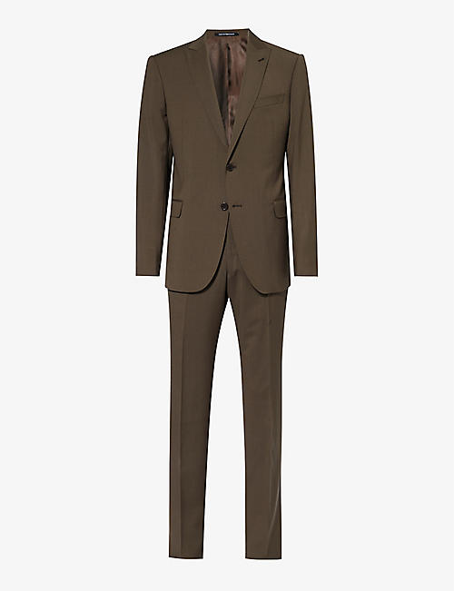 EMPORIO ARMANI: Tropical peak-lapel single-breasted wool suit