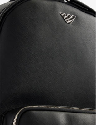 EMPORIO ARMANI: Branded-hardware leather backpack