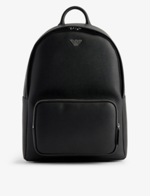 EMPORIO ARMANI: Branded-hardware leather backpack