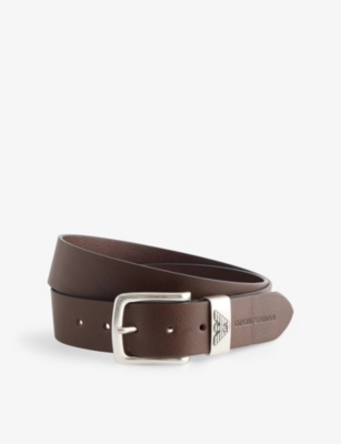 EMPORIO ARMANI: Logo-embossed leather belt