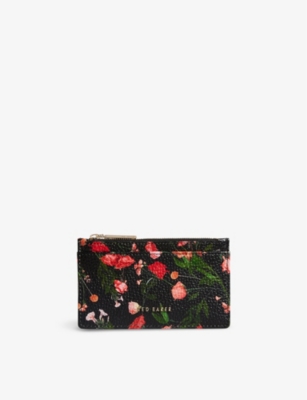 TED BAKER: Otily logo-hardware floral-pattern leather card holder