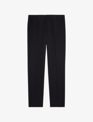 The Kooples Mens Black Straight-leg Regular-fit Wool Trousers