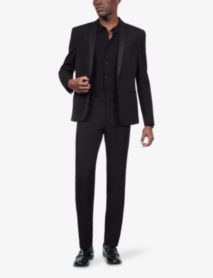 The Kooples Mens Black Regular-fit Single-breasted Wool Blazer In Black