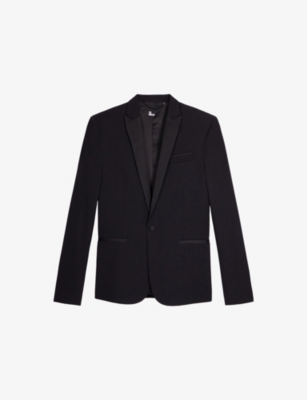 The Kooples Mens Black Regular-fit Single-breasted Wool Blazer