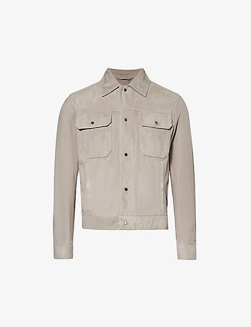 EMPORIO ARMANI: Patch-pocket regular-fit leather jacket