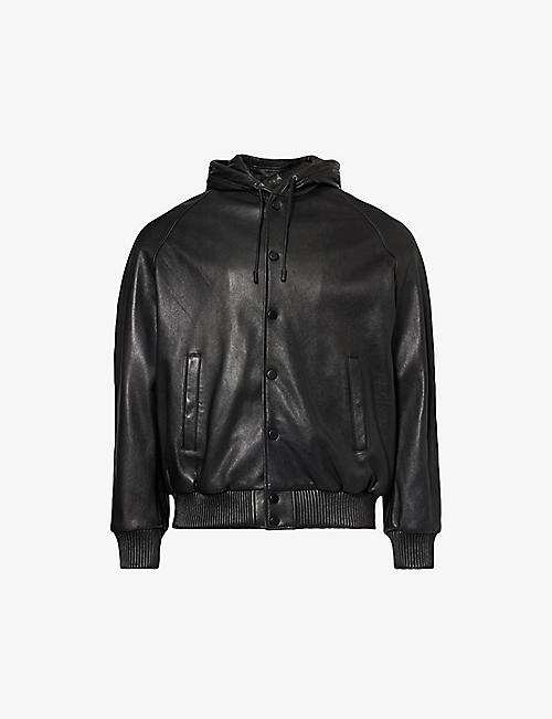 EMPORIO ARMANI: Hooded regular-fit leather jacket