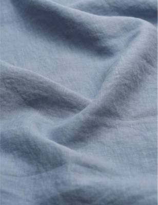 Shop Piglet In Bed Dusk Blue Coconut-button-embellished Double Linen Duvet Cover